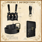 Alchemist Belt Pouch Potion Bottle Waist Bag Steampunk Phone Holder Medieval Leather Belt for Renaissance Cosplay Costume Accessories Christmas Gifts (3Bottles-Black)