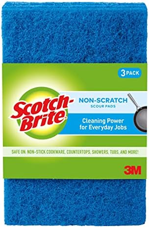 Scotch-Brite® Zero Scratch Scour Pad, 3 Scrubbing Pads, Non-Scratch Scouring Pads for Kitchen and Dish Cleaning (Pack of 2)