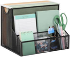 Mind Reader Metal Mesh Desktop Organizer with Hanging File Storage, Black