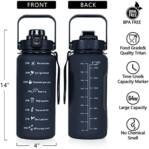 Leopards print Half Gallon Water Bottle with Sleeve, 64 OZ