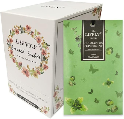 14 Packs Eucalyptus Peppermint Scented Sachets Bag fit Drawers and Closets Long by LIFFLY