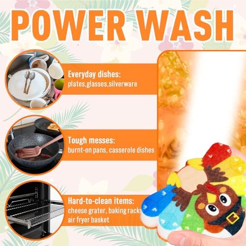 AnyDesign 6Pcs Thanksgiving Kitchen Sponge Funny Cartoon Turkey Shaped Dish Washing Sponge Fall Turkey Dual Sided Non Scratch Scrubber for Autumn Home Kitchen Household Supplies - Image 5