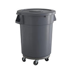 32 Gallon Gray Round Commercial Trash Can by Krollen+Industrial