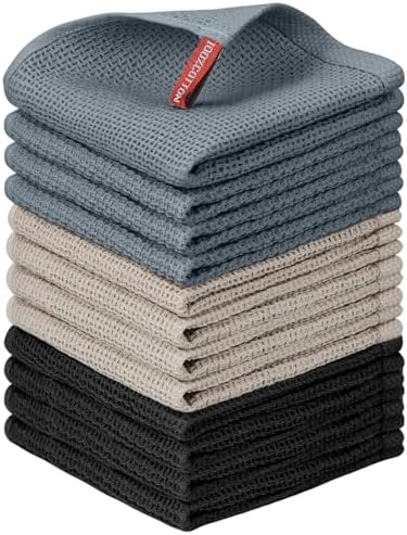 Nialnant 12 Pack Dish Towels,100% Cotton Kitchen Towels,Soft and Absorbent Kitchen Dish Rags, Dish Towels for Washing Dishes-12x12 Inch by Nialnant