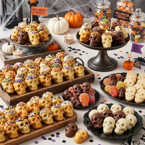 NiHome 20 Cavities Silicone Skull Mold for Baking Chocolates Making, Purple