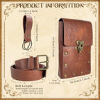 Renaissance Belt Pouch Waist Bag Steampunk Pouch Medieval Leather Belt Pouch Skirt Hikes Set, Retro Renaissance Accessories for LARP Cosplay Costume (1Pouch-Brown), DZ-001