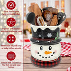 pinata Christmas Kitchen Decor, Snowman Christmas Ceramic Utensils Holder