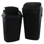 Zopnny 4-Pack Lidded Trash Can, 13 Gallon Black Plastic Garbage Bin by Zopnny
