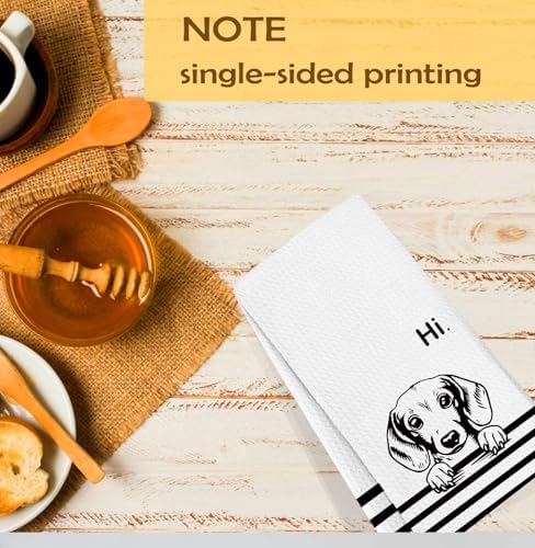 Hi Dachshund Waffle Kitchen Towels, Gifts for Dachshund Lovers Moms Dish Tea Towels for Kitchen, Weiner Dog Lover Gifts Decorative Hand Towels for Bathroom Guest Room Decor, 16x24 Inch - Image 5