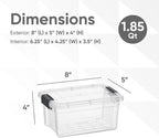 Superio Storage Bins with Lids- 2 Pack, 1.85 Qt Clear Boxes - Image 2