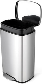 8 Gal Kitchen Trash Can, 30L Recycling or Garbage Bin, Brushed Stainless Steel by ComfyCorner