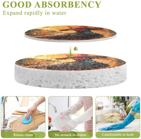 3PCS Scrub Sponges Thanksgiving Turkey in Hat Pop-up Dish Sponge for Cleaning Kitchen Bathroom Household Non-Scratch Scrubber - Image 3