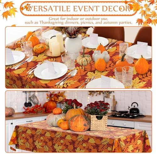Kochorie 100 Ft x 54 Inch Fall Leaf Tablecloth Roll with Cutter Box Disposable Fall Thanksgiving Plastic Table Cover Backdrop Cut to Size Maple Leaves Table Cloth Roll for Autumn Party Decorations