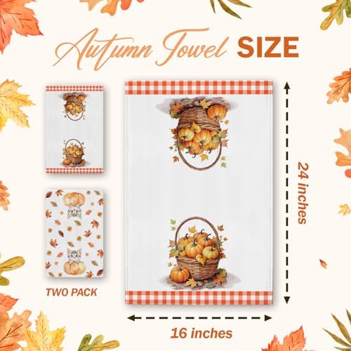 Fall Pumpkin Decor Dish Kitchen Towels Set of 2 - Image 2