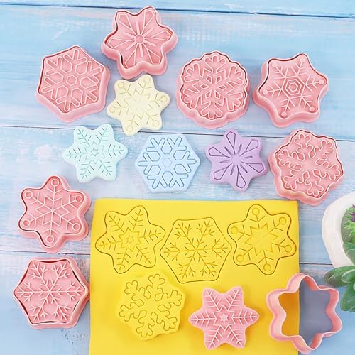 8Pcs Snowflake Cookie Cutters 3D Winter Christmas Themed Baking Tools - Image 2