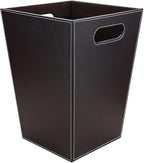 KINGFOM Classic Pu Leather Trash Can Wastebasket, Garbage Container Bin by KingfomLeatherHomeOfficeDecor