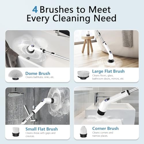 TUYU Electric Spin Scrubber, Cordless Cleaning Brush for Bathroom,Home