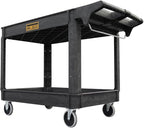 Utility Service Cart, 2-Shelf 500LBS Heavy Duty Plastic Rolling Utility Cart - Image 9