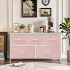 5-Drawer Dresser for Bedroom, Anti-Tip Wide Storage Organizer Fabric