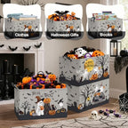 Clastyle 3 Pcs Halloween Spooky Gift Basket Ghost Boo Storage Bin, Grey