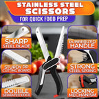 6 in 1 Cutting Board Scissors for Food, Spring-Assist, Non-Slip - Image 3