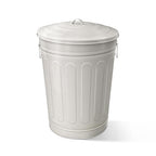 Plexon Round Trash Can 13 Gallon, Vintage Metal Outdoor Trash Can by Plexon