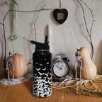 Insulated Halloween Water Bottle 32 oz, Bat Water Bottle with Straw, Reusable Leakproof Water Bottle Stainless Steel, Halloween Gifts for Women