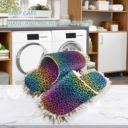 Fisyme Mop Slippers Soft Washable Microfiber Super Chenille Mopping House Home Shoes Mop Slippers for Floor Cleaning