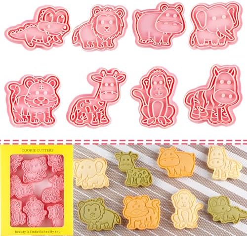 BESEK Animal Cookie Cutters for Kids: Safari Zoo Animals 8 PCS Cookie Cutters Set with Lion, Giraffe, Hippo, Elephant, Crocodile, Zebra, Tiger, Monkey etc. (Gift Box) by Unknown