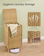 SONGMICS Laundry Hamper with Lid, PE Rattan, 25 Gallons (95 L)