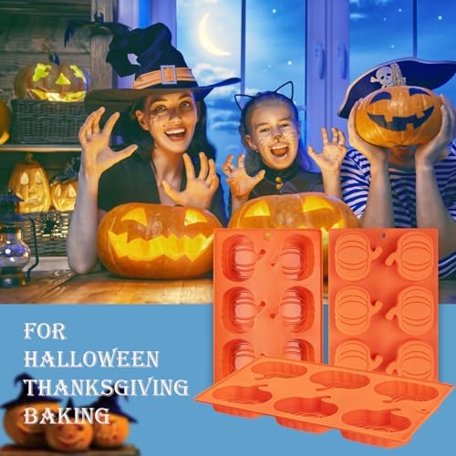 Pumpkin Muffin Mold 3 Pack Pumpkin Cake Pan Silicone Molds, Mini Cake Trays Thanksgiving Halloween Baking Molds Cupcake Pan Hot Chocolate Bomb Mold for Thanksgiving Fall Baking - Image 5