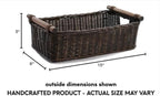 The Basket Lady Low Pole Handle Wicker Storage Basket, 15 in L x 9 in W x 5 in H - Image 5