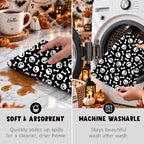 MUBIAO 2 Pcs Halloween Kitchen Towels, Skull Bone Black Dish Hand towel1743