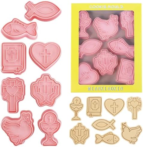 8 Pcs Happy Birthday Cookie Molds New Year Spring Festival 3D Biscuit Mould Baking Tool Easter Cartoon Stamps for Biscuits (Christ's Communion) by MIANXIAOXIN