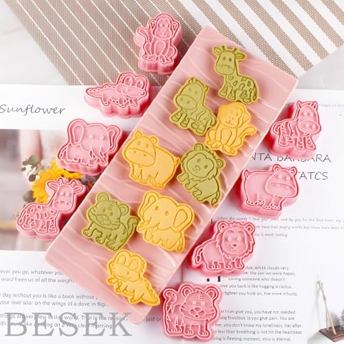 BESEK Animal Cookie Cutters for Kids: Safari Zoo Animals 8 PCS Cookie Cutters Set with Lion, Giraffe, Hippo, Elephant, Crocodile, Zebra, Tiger, Monkey etc. (Gift Box) - Image 5