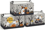 Clastyle 3 Pcs Halloween Spooky Gift Basket Ghost Boo Storage Bin, Grey