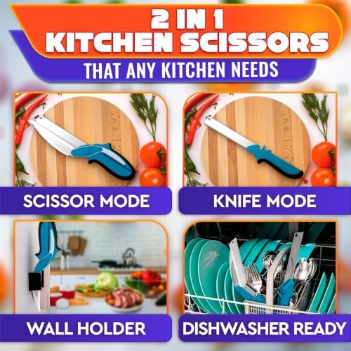 2 in 1 Kitchen Scissors for Food with Cutting Board, Safety Lock - Image 4