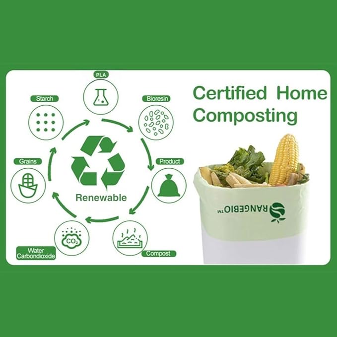 OrangeBio 3 Gallon Compostable Trash Bags, Food Grade, Plant-based, - Image 2