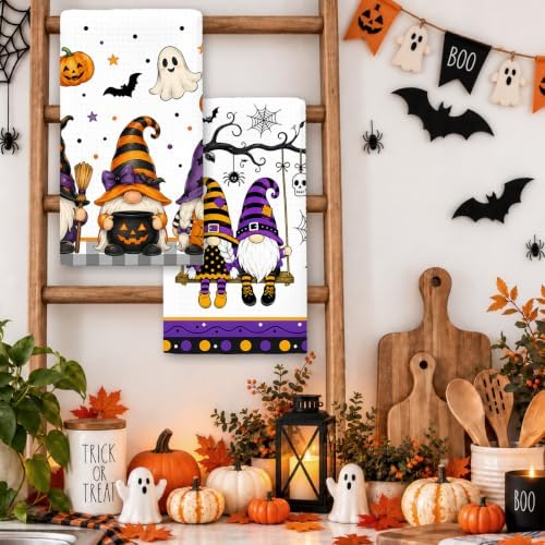 MUBIAO 2 Pcs Halloween Kitchen Towels, Ghost Dish Hand towel1747
