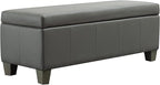 Grey Faux Leather Ottoman with Storage, Rectangular Extra Long Storage Bench - Image 9