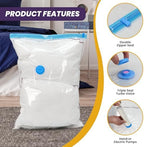 Vacuum Compression Zipper Storage Bags with Hand Pump, Multiple Pack of 32 (5 Jumbo, 5 Large, 6 Medium, 6 Small, 5 Roll M, 5 Roll S), Clear