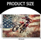 Patriotic Motocross Indoor Door Mat for Entryway, 17x29.5 Inch, American Flag Dirt Bike Floor Doormat for Home Decor, Non-Slip Rug Mat for Living Room, Kitchen, Bedroom, Gifts for Rider Lovers