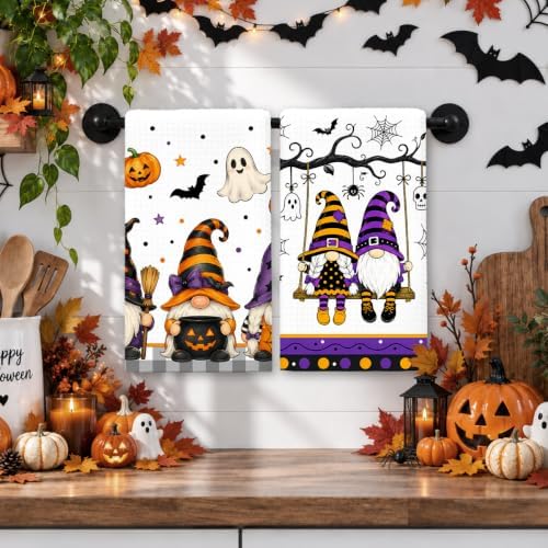 MUBIAO 2 Pcs Halloween Kitchen Towels, Ghost Dish Hand towel1747