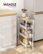 VASAGLE 4-Tier Slim Rolling Storage cart with Wheels, 8.7 Inches, Metal