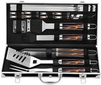 Grilljoy BBQ Accessories Grill Tools Set - 22PCS Stainless Steel Barbecue Grill Accessories for Outdoor Grill with Black Aluminum Case - Christmas Grilling Gifts for Men & Dad -Grill Tools Kit by grilljoy