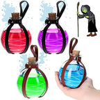 Meanplan 4 Pack Halloween Cork Potion Bottle with Cork Belt, Black, Brown