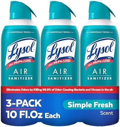 Lysol Air Sanitizer Spray, Air Freshener Alternative, Simple Fresh 3-Pk