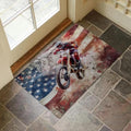 Patriotic Motocross Indoor Door Mat for Entryway, 17x29.5 Inch, American Flag Dirt Bike Floor Doormat for Home Decor, Non-Slip Rug Mat for Living Room, Kitchen, Bedroom, Gifts for Rider Lovers