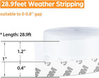 28.9 Ft Door Weather Stripping Door Seal Strip Tape, Silicone Door Draft Stopper - Image 2