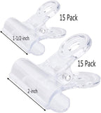 30 Pack Plastic Clear Clips Clamps, 1-1/2 Inch and 2 Inch Sizes - Image 2